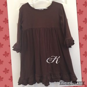 Brown Sweet Tea dress size 5/6 K monogram